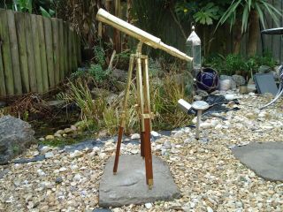 Brass Nautical Telescope & Stand For Table Antique Style A Collectable