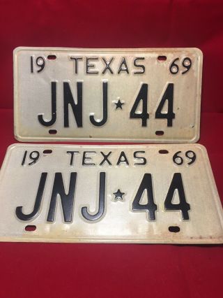 Texas 1969 License Plate Pair Jnj 44