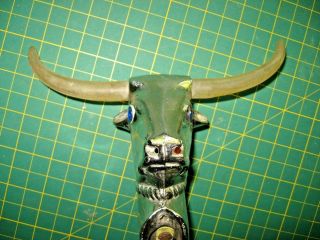 Vintage Antique Old Early Bull Longhorn Steer Chrome Lighted Hood Ornament