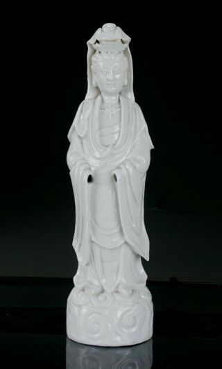 Large Antique Chinese Blanc De Chine Dehua Figure Of Guanyin 19th C Qing