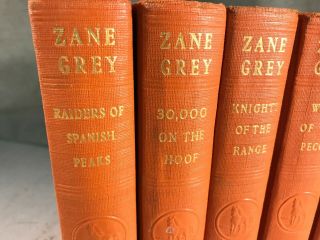 5 Zane Grey Novels Vintage Orange Bound Books Western Fiction Hardcover 2