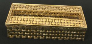 Vintage Hollywood Regency Basket Weave Gold Metal Filigree Tissue Kleenex Holder