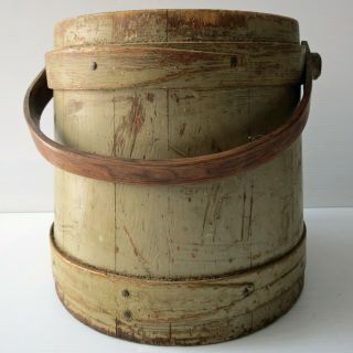 Antique Painted Wood Firkin Without Cover 9 1/2”