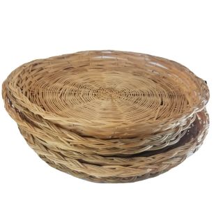 6 Vintage Wicker Rattan Paper Plate Holders Picnic Bbq Camping Retro