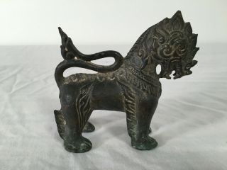 Antique Qing Dynasty Chinese Bronze Foo Fu Dog Lion Figure Figurine