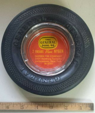 Vintage The General Tire Dual 90 Rubber Tire Glass Ashtray Eastern Tire Company