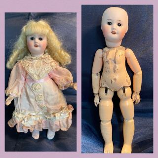 Small Antique French Doll Sfbj Paris Fully Jointed Body Bisque Head 9”