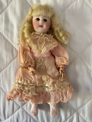 Small Antique FRENCH DOLL SFBJ Paris FULLY Jointed Body Bisque Head 9” 2