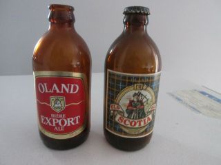 Vintage Old Scotia Ale & Oland Stubby Beer Bottles