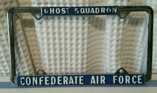 Vintage License Plate Holder 4 Holes Ghost Squadron Confederate Air Force