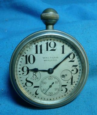Antique 1909 Waltham 8 Days 15 Jewels Adjusted Car / Travel Clock
