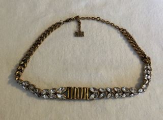 Dior Choker In Antiqued Gold Metal And Swarovski Crystals Xr 239