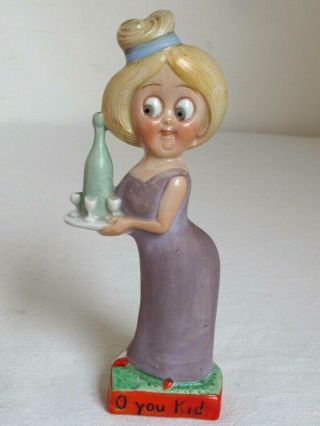 Antique Schafer Vater Googly Eyed Woman Flask / Bottle / Nipper Made In Germany