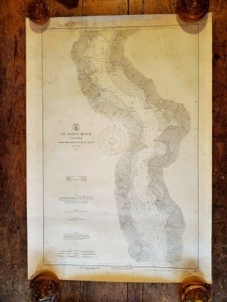 Early Orig Maritime Nautical 1921 Map St Johns River Fla Hibernia Racy Pt Uscgs