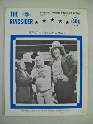 Vintage Nwa The Ringsider Wrestling Weekly Program Dusty Rhodes Andre The Giant