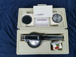 Vintage Dymo Deluxe Tapewriter 1550 Label Maker,  Case,  Extra Embossing Wheels