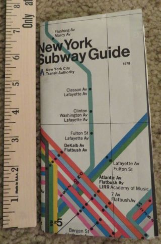 Vintage 1978 Nyc Transit Authority York City Subway Guide Map Vg