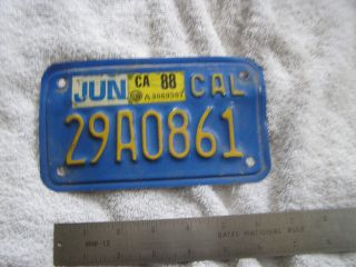 Vintage California License Plate Blue/yellow Motorcycle