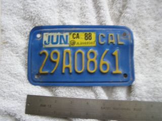 Vintage California License Plate Blue/Yellow Motorcycle 2