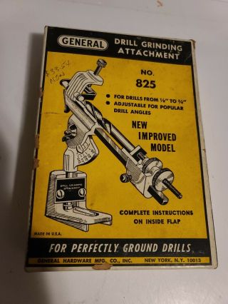 Vintage General Hardware No.  825 Drill Grinding Attachment W/ Box