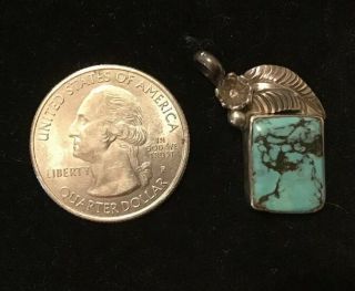 Vintage Navajo Blue Turquoise Sterling Silver Pendant