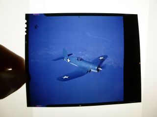 Vtg Color Transparency Photo – Us Navy Vought F4u Corsair In Flight