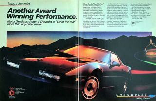 1984 Chevrolet Corvette Coupe Photo " Car Of The Year " 2 - Page Vintage Print Ad