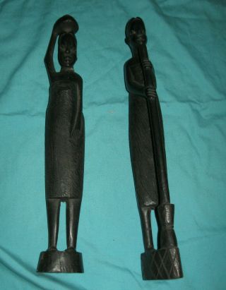 Vintage Hand Carved African Wooden Statues