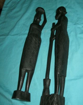 Vintage Hand Carved African Wooden Statues 2