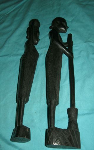 Vintage Hand Carved African Wooden Statues 3