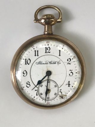 Antique Gold Filled Illinois Watch Co.  Pocket Watch 17 Jewels Repair 92 Grams