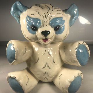 Vintage Kay Finch California Pottery Blue And White Ceramic Panda Bear