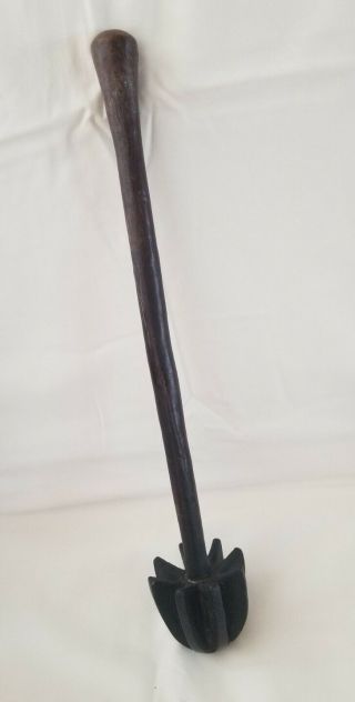 Antique Old African Ethiopian Carved Glossy Wood Tribal Weapon Club Knobkerrie
