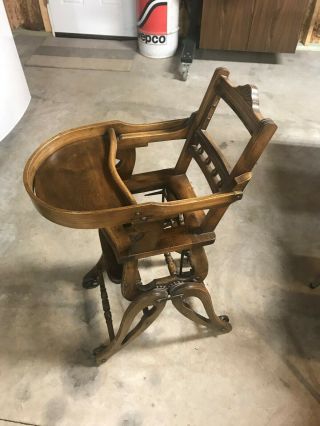 Antique Victorian Convertible High Chair,  Converts To Rocker And Rolling Chair