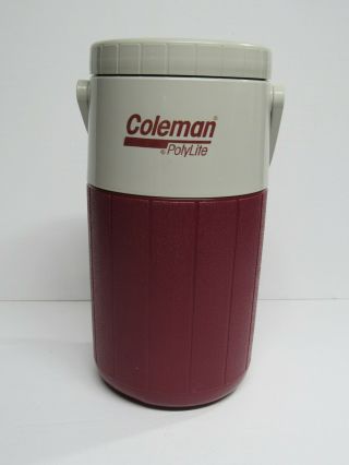 Coleman Polylite Maroon 1/2 Gallon Thermos 5590 Water Jug Cooler Spout Vintage