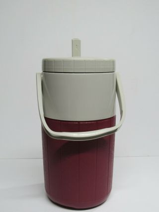 COLEMAN POLYLITE Maroon 1/2 GALLON Thermos 5590 Water Jug Cooler Spout Vintage 3