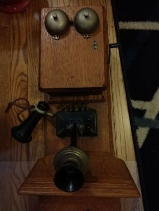 Antique Stromberg Carlson Double 2 Box Wall Crank Telephone Phone