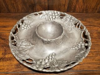 Vintage Arthur Court Grape Round Chip And Dip Tray - Party Serving Tray - Fruit
