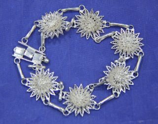 Vintage Sterling Silver Spun Wire Filigree Bracelet 5/8 " X 7 1/8 "