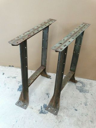Vintage - Industrial - Machine - Age - Heavy - Duty - Workbench - Table - Legs - Iron - Steel - 1940 