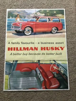1960s British Hillman Husky,  Dealership Showroom Poster.