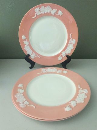 3 Antique Lenox Embossed Coral Apple Blossom Dinner Plates - Usa - Minty