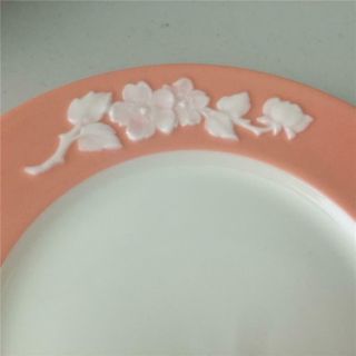 3 ANTIQUE LENOX EMBOSSED CORAL APPLE BLOSSOM DINNER PLATES - USA - MINTY 2