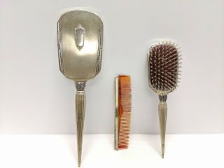 Edwardian Saart Brothers Sterling Silver Vanity Set Brush Comb Hand Mirror