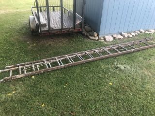 30’ Antique Old Vintage Wood Ladder Extension Upstate Ny