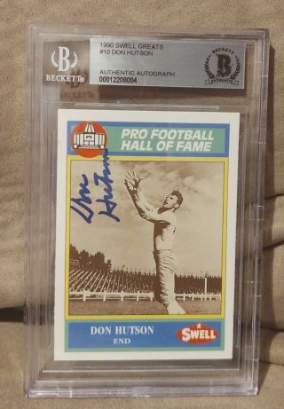 1990 Swell Greats 10 Don Hutson Signed Auto Beckett Bas Hof Packers