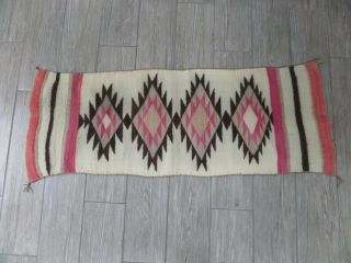 Antique Navajo Rug Blanket Native American Indian Weaving 46 x16 1890 3