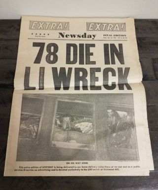 Vintage 1950 Long Island Railroad Train Lirr Wreck Newsday Newspaper