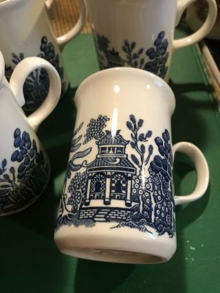 Vintage Set Of 4 Churchill England Blue Willow Tall Coffee Mug Made In England