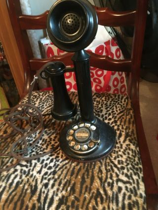 Antique American Bell Telephone Company Rotary Candlestick Telephone In Black